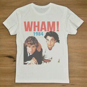 1984 WHAM George Michael Andrew Ridgeley Shirt White T-Shirt Tee